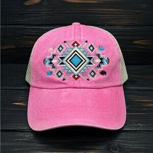 NEW!! Pink Women’s Embroidered Cap with Geometric Design